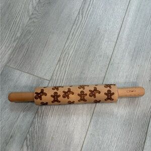 Brown Rolling Pin with Gingerbread Design